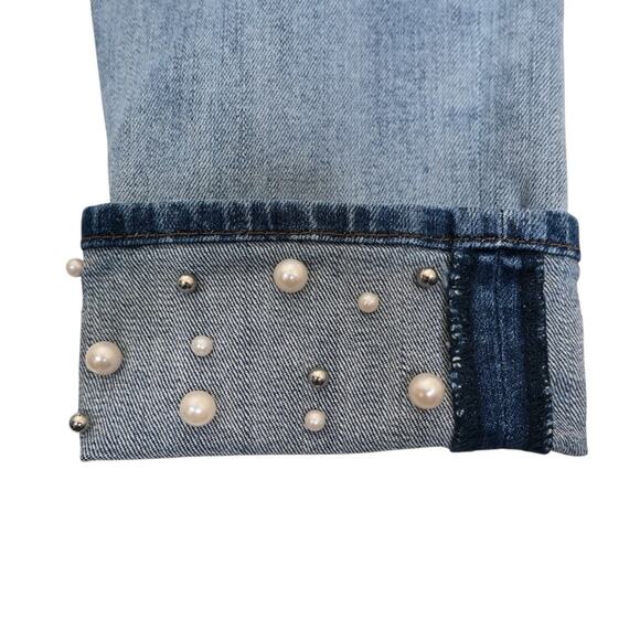 Kut from the Kloth Womens 6 Catherine Boyfriend Pearl Bead Embellished Crop Jean - Picture 6 of 11